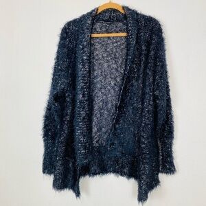 EXPRESS Black White Eyelash Open Front Cardigan XS